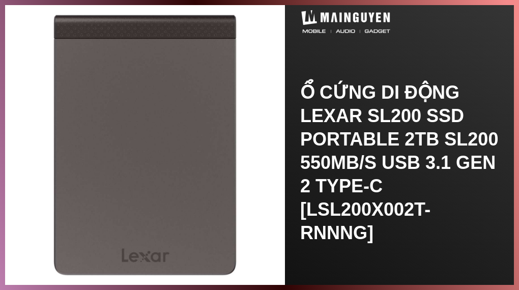Lexar SSD SL200 1TB Portatile - Unità A Stato Solido Esterna USB 3.1 Type-C - Colore Nero, Veloce E Affidabile - 6